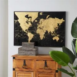 Grayson Lane Black Metal Framed 24-in H X 36-in W World Map Metal Painting -GRAYSON LANE SHOP 330945124 AlternateImage1