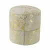 Grayson Lane Glam Gold Genuine Leather Round Ottoman