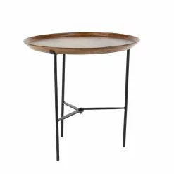 Grayson Lane 19-in X 10-in Brown Mango Wood Traditional Round End Table With Iron Base -GRAYSON LANE SHOP 330945170 AlternateImage2