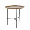 Grayson Lane 19-in X 10-in Brown Mango Wood Traditional Round End Table With Iron Base