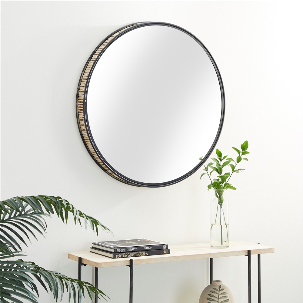 Grayson Lane 31.5-in X 31.5-in Contemporary Round Black Wall Mirror 4 Grayson Lane 31.5-in X 31.5-in Contemporary Round Black Wall Mirror - Image 4