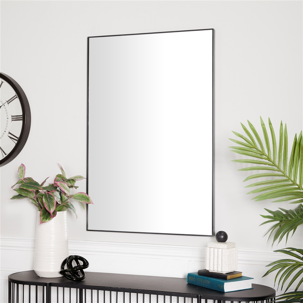 Grayson Lane 36-in X 24-in Rectangle Black Wooden Wall Mirror 4 Grayson Lane 36-in X 24-in Rectangle Black Wooden Wall Mirror - Image 4
