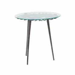 Grayson Lane 22-in X 22-in Black Aluminum Modern Round End Table With Glass Table Top