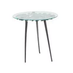 Grayson Lane 22-in X 22-in Black Aluminum Modern Round End Table With Glass Table Top -GRAYSON LANE SHOP 330945204 MainImage 001
