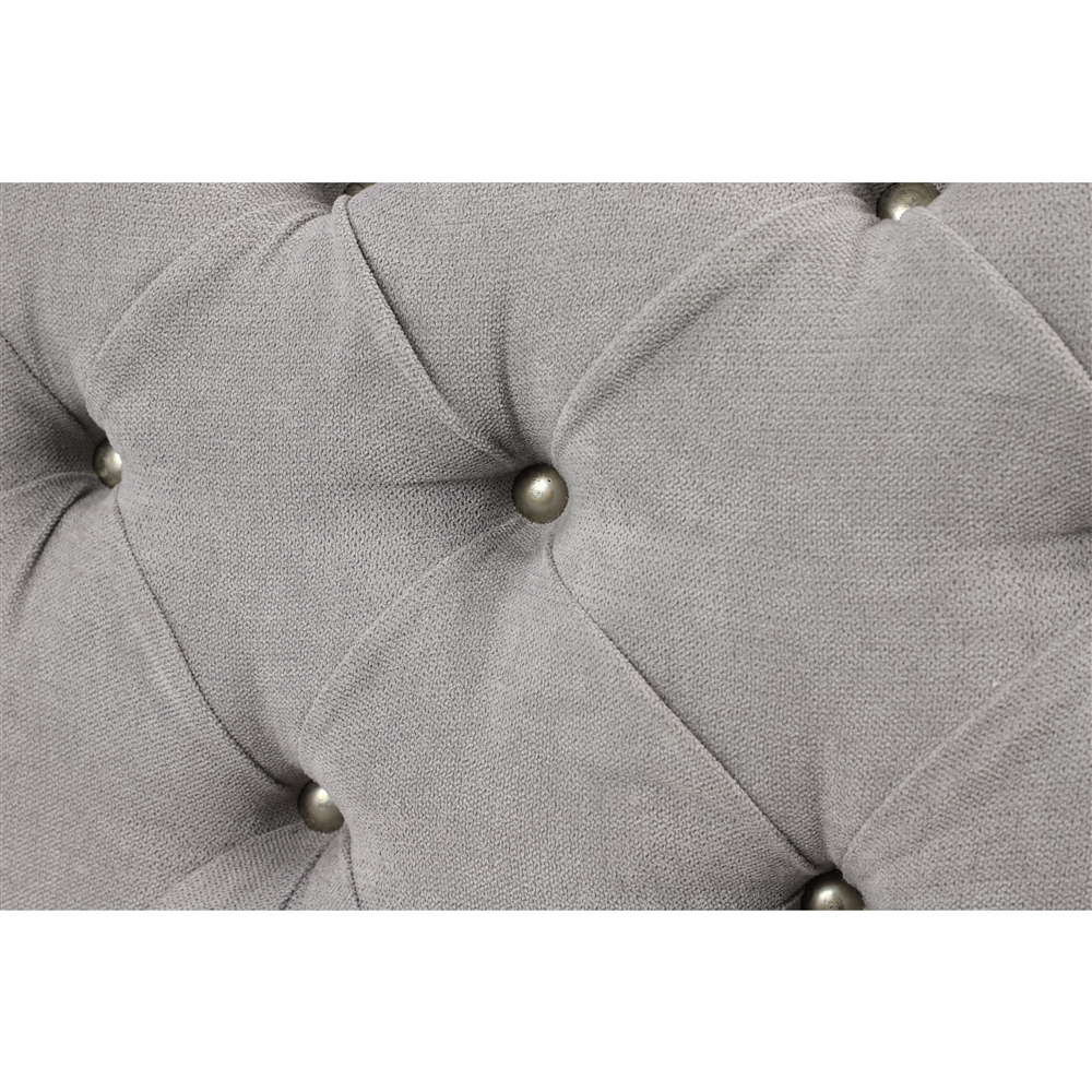 Grayson Lane Vintage Light Grey Tufted Rectangle Ottoman 4 Grayson Lane Vintage Light Grey Tufted Rectangle Ottoman - Image 4