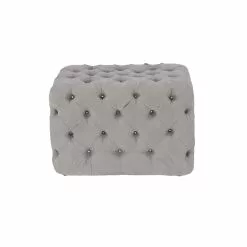 Grayson Lane Vintage Light Grey Tufted Rectangle Ottoman