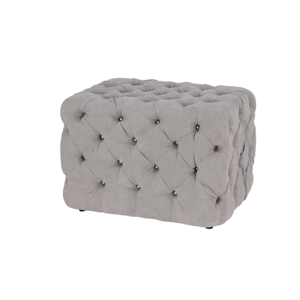 Grayson Lane Vintage Light Grey Tufted Rectangle Ottoman 5 Grayson Lane Vintage Light Grey Tufted Rectangle Ottoman - Image 5