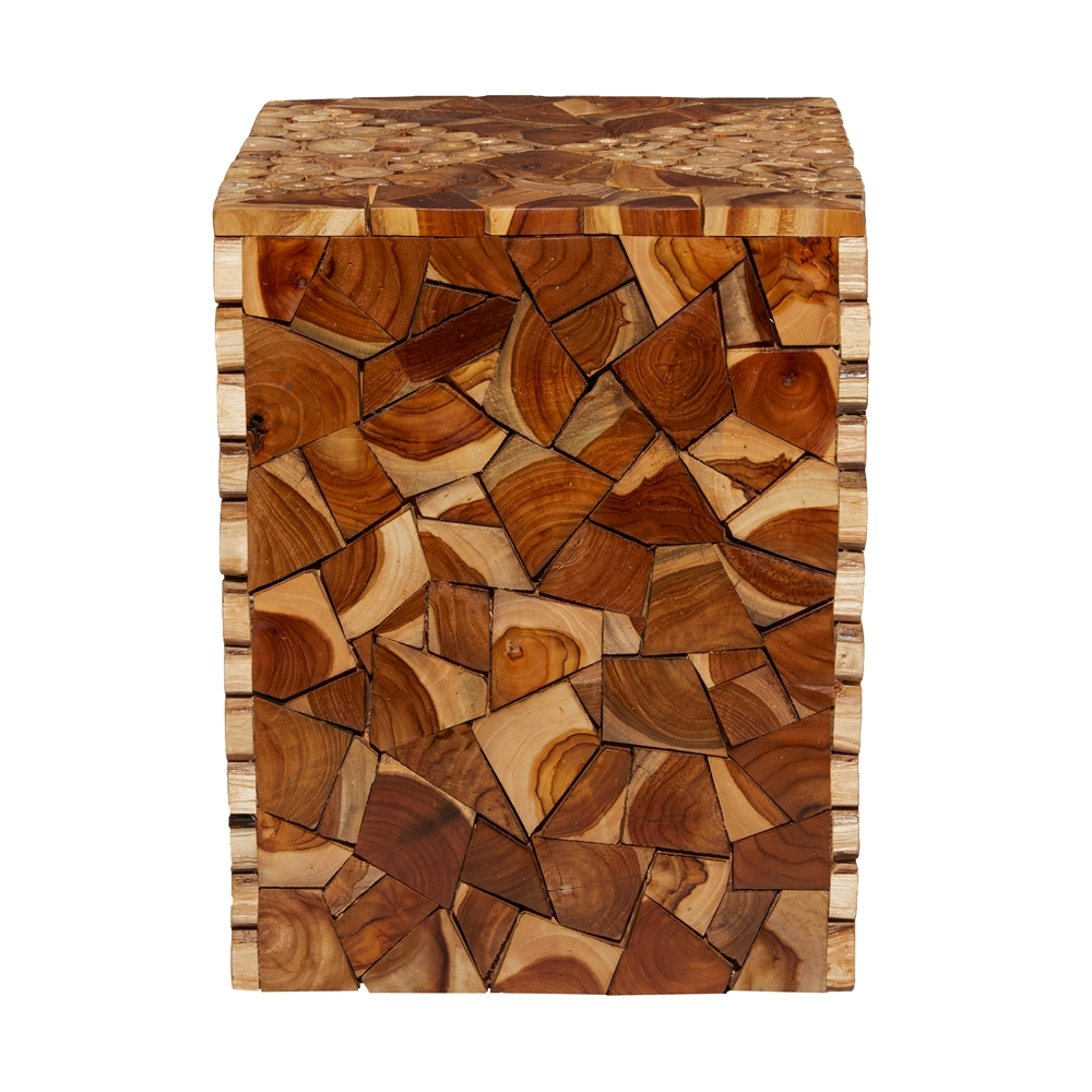 Grayson Lane Modern Brown Teak Wood Jigsaw Rectangle Ottoman 5 Grayson Lane Modern Brown Teak Wood Jigsaw Rectangle Ottoman - Image 5