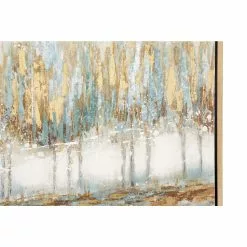 Grayson Lane Gold Wood Framed 39-in H X 39-in W Lakeside Wood Painting