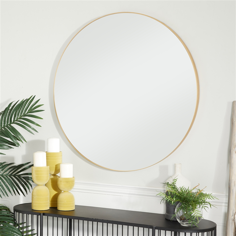 Grayson Lane 36-in X 36-in Round Gold Wall Mirror 4 Grayson Lane 36-in X 36-in Round Gold Wall Mirror - Image 4