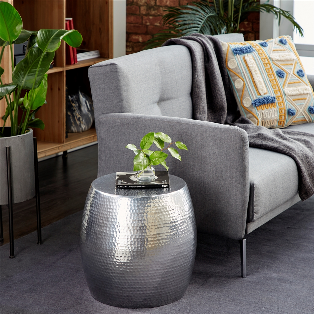 Grayson Lane 16-in X 14-in Silver Aluminum Contemporary Round End Table 6 Grayson Lane 16-in X 14-in Silver Aluminum Contemporary Round End Table - Image 6
