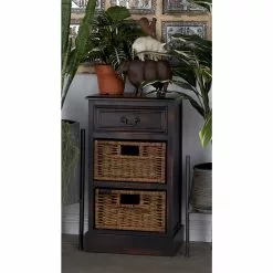 Grayson Lane 28-in X 16-in Maroon Wood Traditional End Table With Storage Baskets
