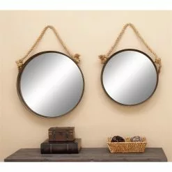 Grayson Lane 35.5-in X 24.10-in Round Brown Wall Mirror -GRAYSON LANE SHOP 330945266 AlternateImage1