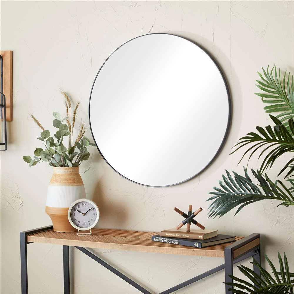 Grayson Lane 30-in X 30-in Round Black Wall Mirror 5 Grayson Lane 30-in X 30-in Round Black Wall Mirror - Image 5