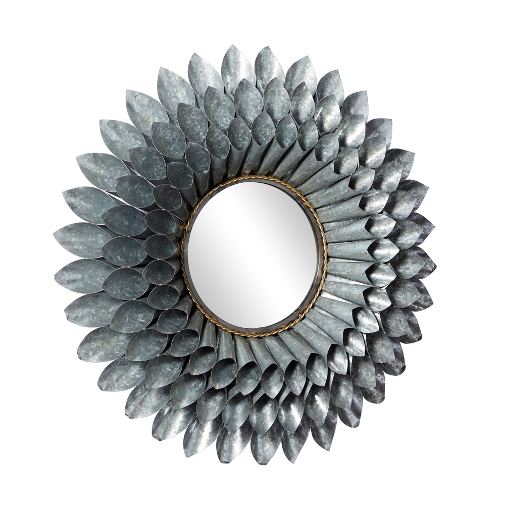 Grayson Lane 32-in X 32-in Round Grey Wall Mirror 2 Grayson Lane 32-in X 32-in Round Grey Wall Mirror - Image 2