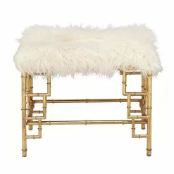 Grayson Lane Modern White Faux Fur And Gold Iron Rectangle Ottoman 7 Grayson Lane Modern White Faux Fur And Gold Iron Rectangle Ottoman -GRAYSON LANE SHOP 330945284 MainImage 001