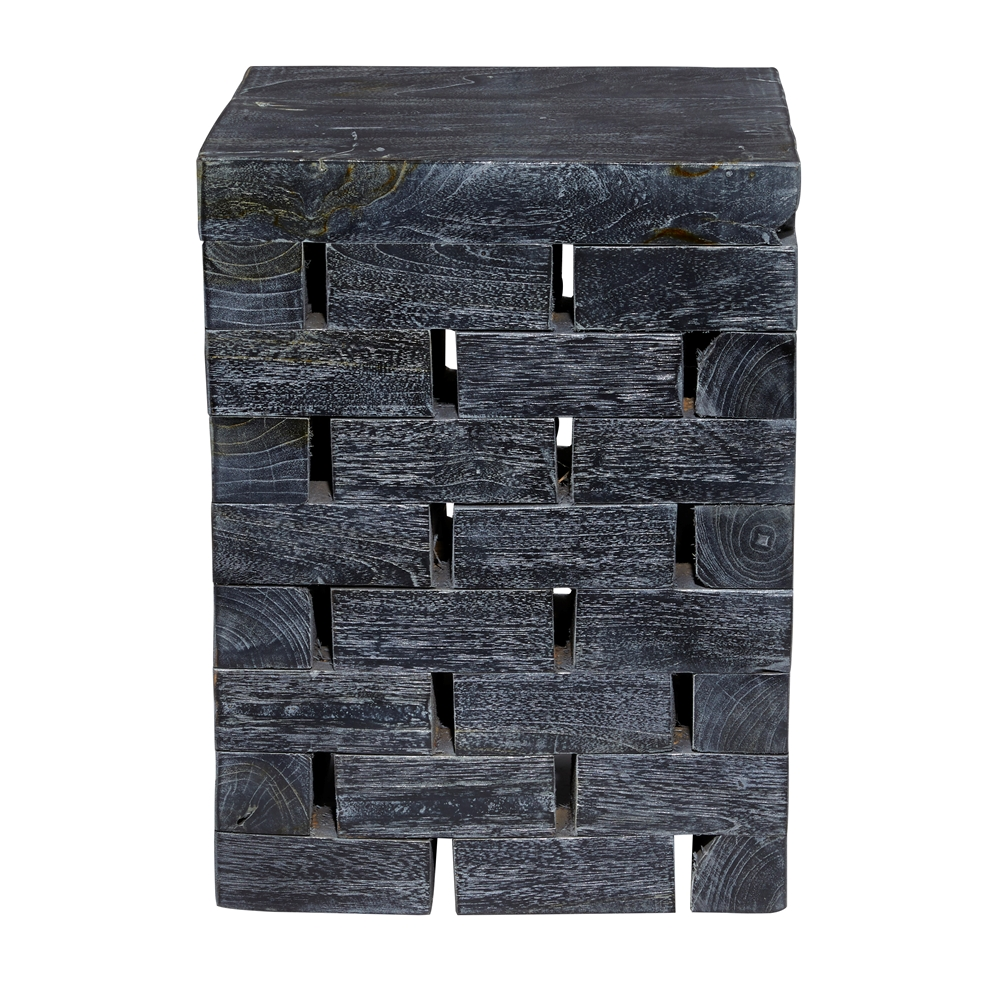 Grayson Lane Modern Grey Teak Wood Brick-Inspired Rectangle Ottoman 6 Grayson Lane Modern Grey Teak Wood Brick-Inspired Rectangle Ottoman - Image 6