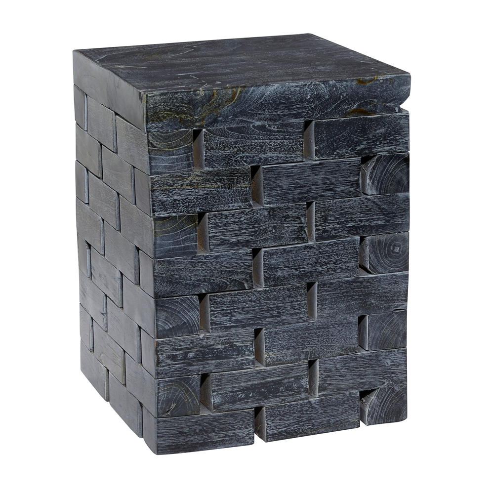 Grayson Lane Modern Grey Teak Wood Brick-Inspired Rectangle Ottoman 3 Grayson Lane Modern Grey Teak Wood Brick-Inspired Rectangle Ottoman - Image 3