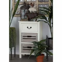 Grayson Lane 28-in X 17-in White Wood Coastal End Table With Wooden Crates -GRAYSON LANE SHOP 330945306 AlternateImage1