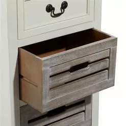 Grayson Lane 28-in X 17-in White Wood Coastal End Table With Wooden Crates