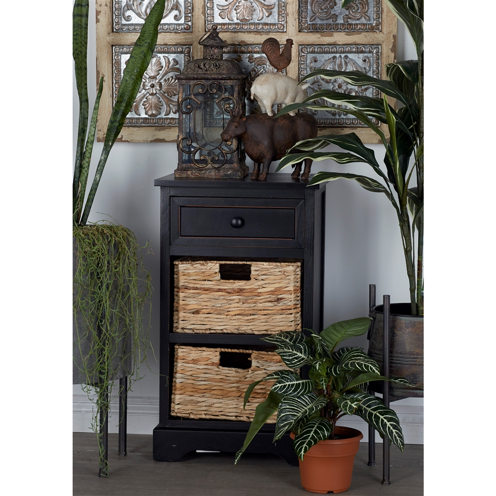 Grayson Lane 28-in X 16-in Black Wood Traditional End Table With Storage Baskets 7 Grayson Lane 28-in X 16-in Black Wood Traditional End Table With Storage Baskets - Image 7
