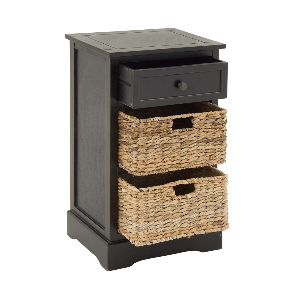 Grayson Lane 28-in X 16-in Black Wood Traditional End Table With Storage Baskets 1 Grayson Lane 28-in X 16-in Black Wood Traditional End Table With Storage Baskets