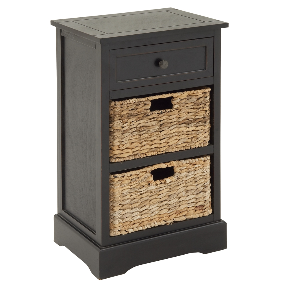 Grayson Lane 28-in X 16-in Black Wood Traditional End Table With Storage Baskets 6 Grayson Lane 28-in X 16-in Black Wood Traditional End Table With Storage Baskets - Image 6