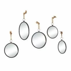 Grayson Lane 21.85-in X 12.90-in Round Grey Wall Mirror 9 Grayson Lane 21.85-in X 12.90-in Round Grey Wall Mirror -GRAYSON LANE SHOP 330945323 AlternateImage5