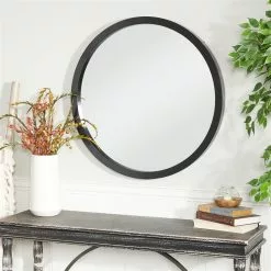 Grayson Lane 30-in X 30-in Round Black Wooden Wall Mirror -GRAYSON LANE SHOP 330945331 AlternateImage1