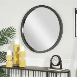 Grayson Lane 30-in X 30-in Round Black Wooden Wall Mirror -GRAYSON LANE SHOP 330945331 AlternateImage2