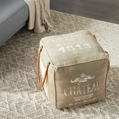 Grayson Lane Farmhouse Grey Canvas Square Ottoman With Handles 11 Grayson Lane Farmhouse Grey Canvas Square Ottoman With Handles -GRAYSON LANE SHOP 330945335 AlternateImage2