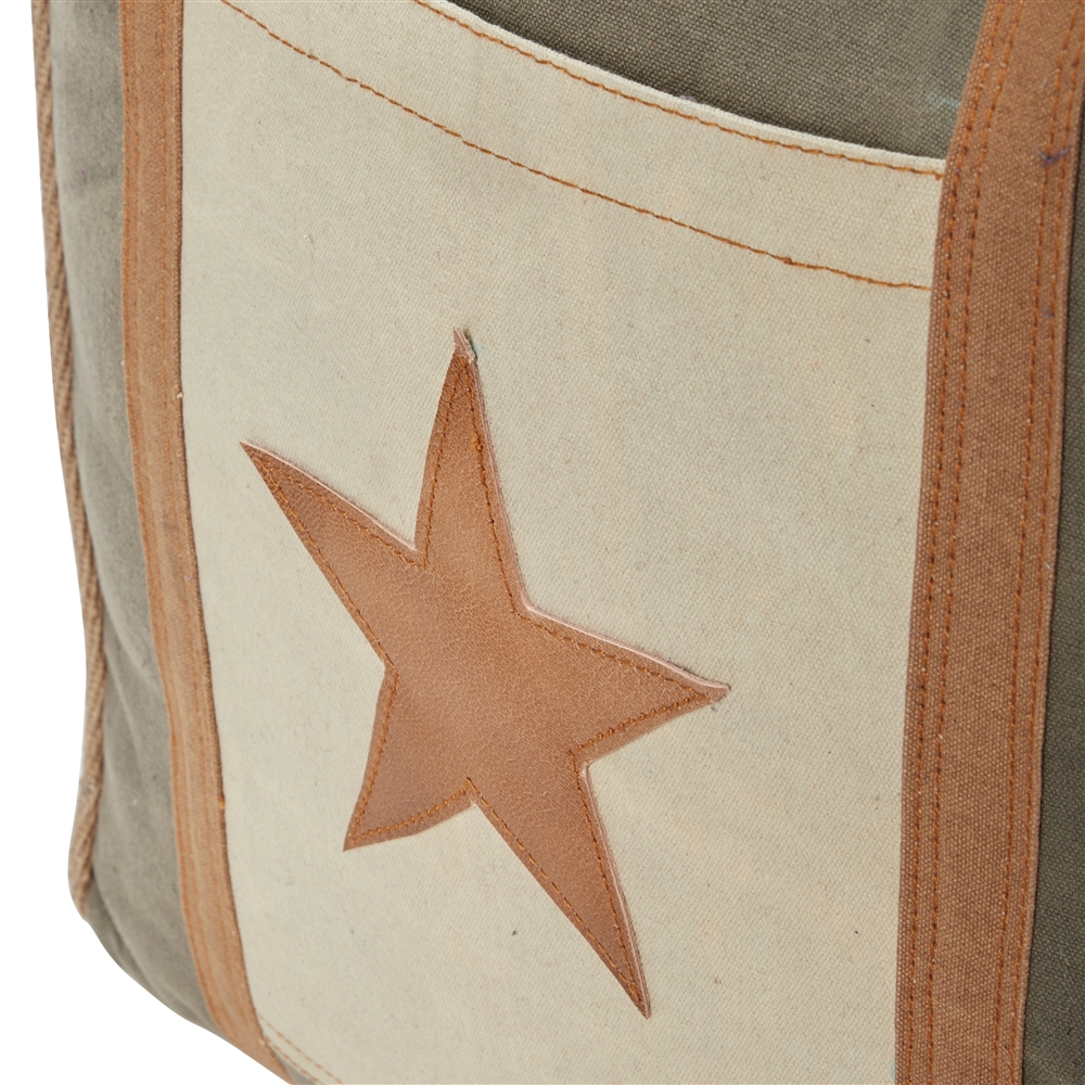 Grayson Lane Farmhouse Grey Canvas Square Ottoman With Handles 6 Grayson Lane Farmhouse Grey Canvas Square Ottoman With Handles - Image 6