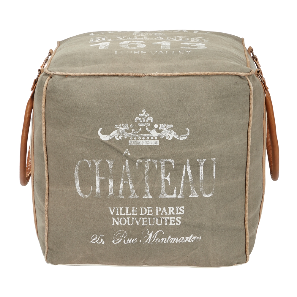 Grayson Lane Farmhouse Grey Canvas Square Ottoman With Handles 1 Grayson Lane Farmhouse Grey Canvas Square Ottoman With Handles