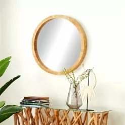 Grayson Lane 31.5-in X 31.5-in Round Brown Wooden Wall Mirror 11 Grayson Lane 31.5-in X 31.5-in Round Brown Wooden Wall Mirror -GRAYSON LANE SHOP 330945360 AlternateImage1