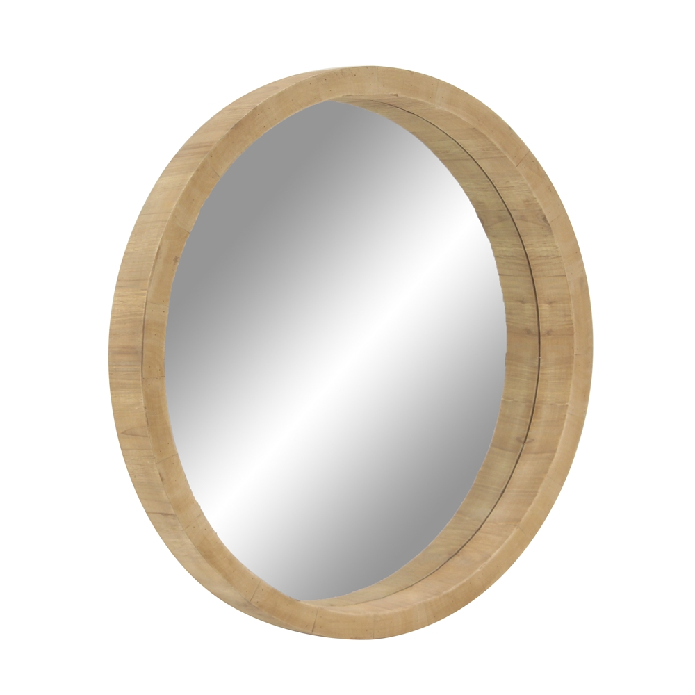 Grayson Lane 31.5-in X 31.5-in Round Brown Wooden Wall Mirror 3 Grayson Lane 31.5-in X 31.5-in Round Brown Wooden Wall Mirror - Image 3