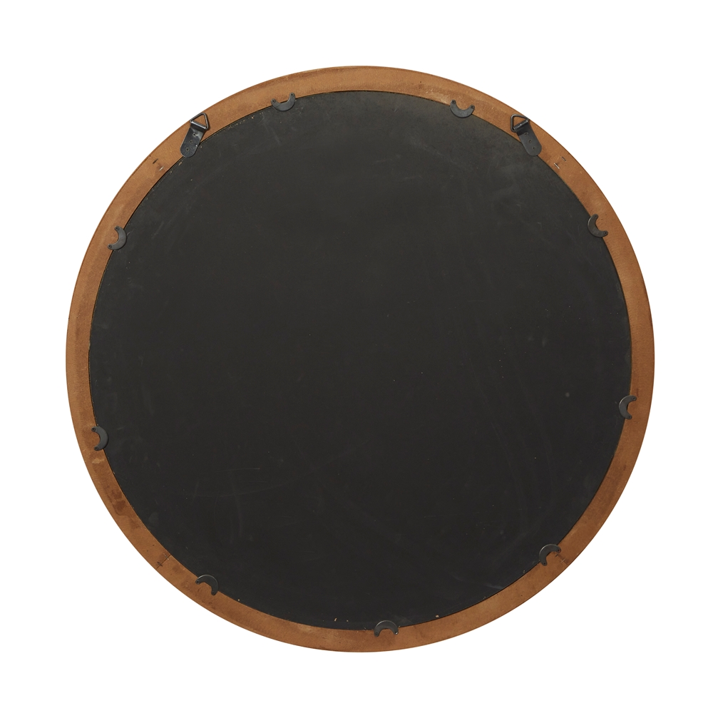 Grayson Lane 31.5-in X 31.5-in Round Brown Wooden Wall Mirror 7 Grayson Lane 31.5-in X 31.5-in Round Brown Wooden Wall Mirror - Image 7