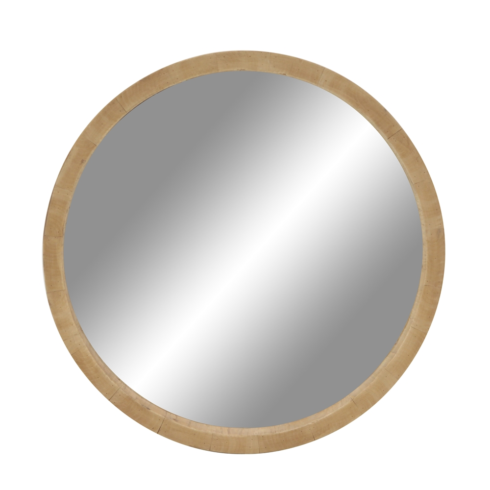 Grayson Lane 31.5-in X 31.5-in Round Brown Wooden Wall Mirror 2 Grayson Lane 31.5-in X 31.5-in Round Brown Wooden Wall Mirror - Image 2
