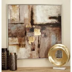 Grayson Lane Silver Wood Framed 40-in H X 40-in W Abstract Wood Hand-Painted Painting -GRAYSON LANE SHOP 330945363 AlternateImage1