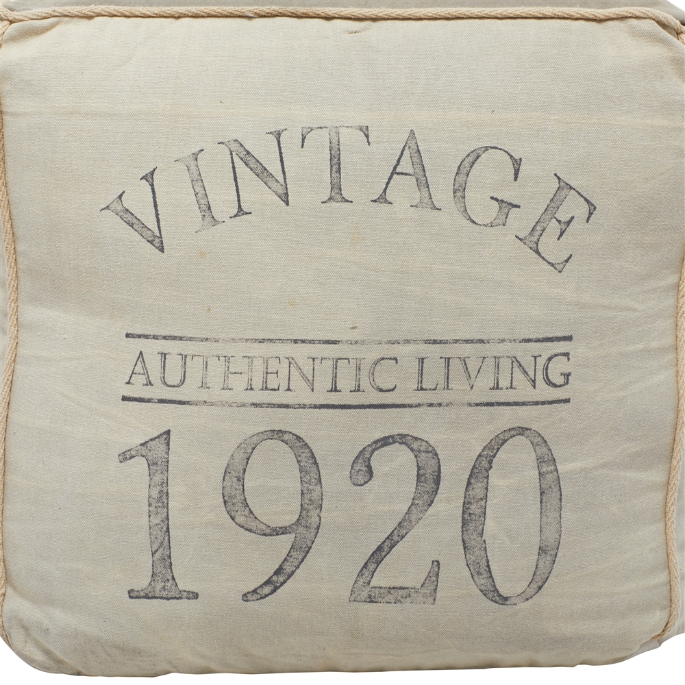 Grayson Lane Vintage Grey Canvas Square Ottoman With Handles 7 Grayson Lane Vintage Grey Canvas Square Ottoman With Handles - Image 7