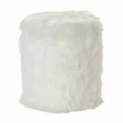 Grayson Lane Modern White Faux Fur Round Integrated Storage Ottoman -GRAYSON LANE SHOP 330945370 MainImage 001
