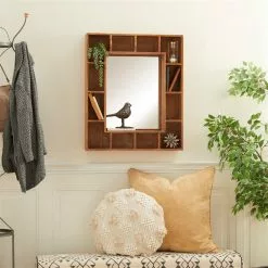 Grayson Lane 28.63-in X 23.75-in Rectangle Brown Wall Mirror