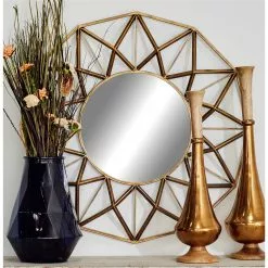 Grayson Lane 32.38-in X 32.38-in Round Gold Wall Mirror -GRAYSON LANE SHOP 330945402 AlternateImage1