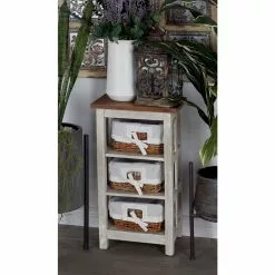 Grayson Lane 29-in X 15-in White Wood Farmhouse End Table With Rattan Baskets 10 Grayson Lane 29-in X 15-in White Wood Farmhouse End Table With Rattan Baskets -GRAYSON LANE SHOP 330945410 AlternateImage1