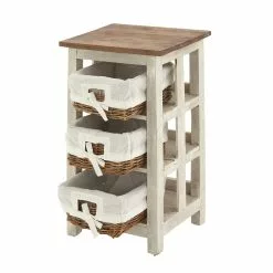 Grayson Lane 29-in X 15-in White Wood Farmhouse End Table With Rattan Baskets 11 Grayson Lane 29-in X 15-in White Wood Farmhouse End Table With Rattan Baskets -GRAYSON LANE SHOP 330945410 AlternateImage5