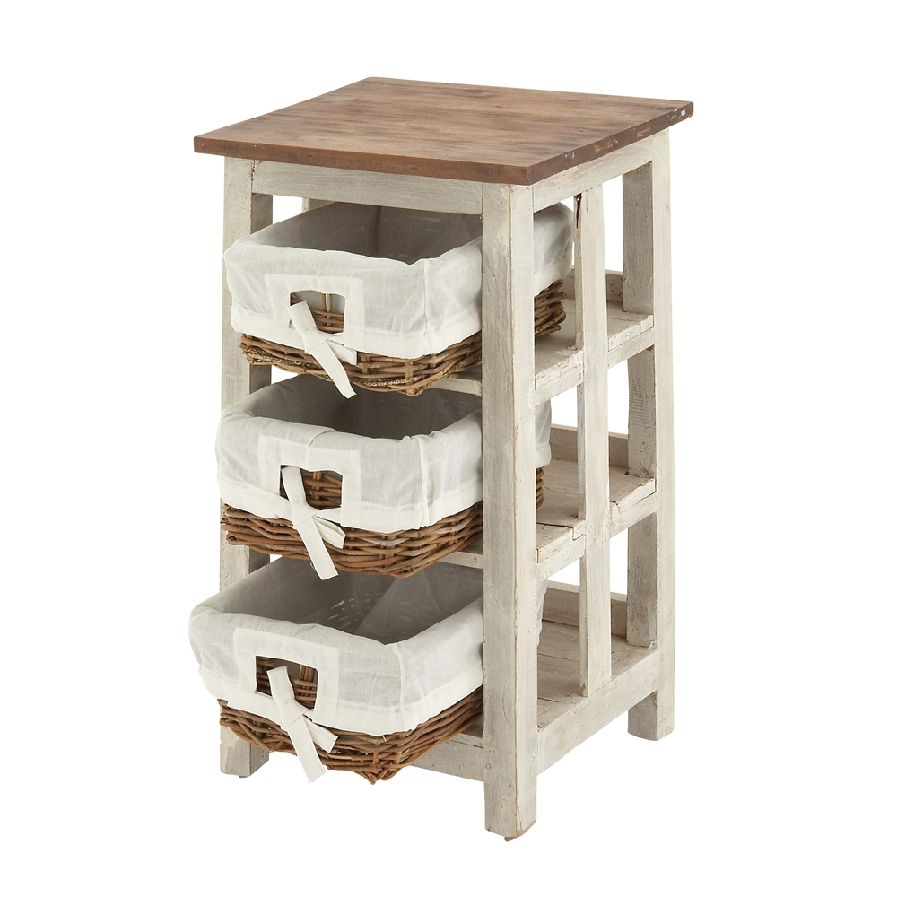 Grayson Lane 29-in X 15-in White Wood Farmhouse End Table With Rattan Baskets 5 Grayson Lane 29-in X 15-in White Wood Farmhouse End Table With Rattan Baskets - Image 5