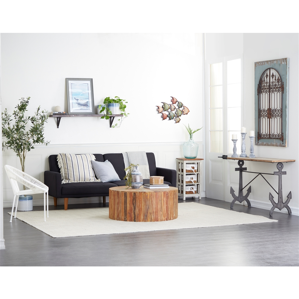 Grayson Lane 29-in X 15-in White Wood Farmhouse End Table With Rattan Baskets 3 Grayson Lane 29-in X 15-in White Wood Farmhouse End Table With Rattan Baskets - Image 3