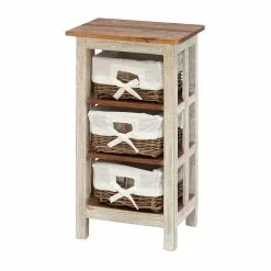 Grayson Lane 29-in X 15-in White Wood Farmhouse End Table With Rattan Baskets 13 Grayson Lane 29-in X 15-in White Wood Farmhouse End Table With Rattan Baskets -GRAYSON LANE SHOP 330945410 MainImage 001