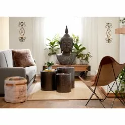 Grayson Lane Casual Multicoloured Bicycle Genuine Leather Round Ottoman