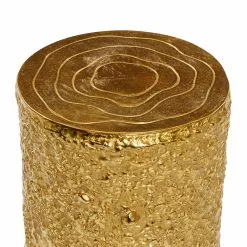 Grayson Lane Contemporary Gold Round Ottoman