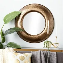 Grayson Lane 32-in X 32-in Round Bronze Wall Mirror